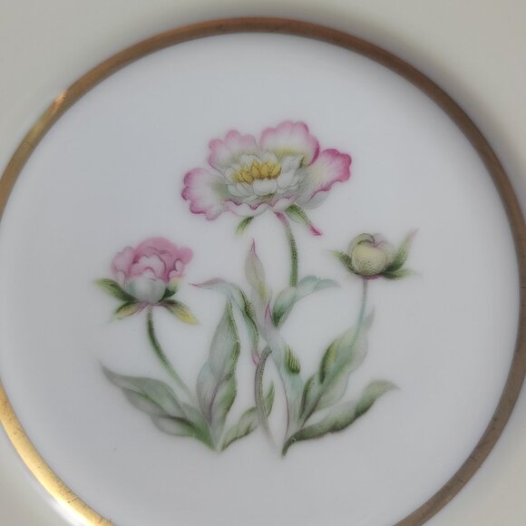 FOUR Mikado Harmony Bread Plates Cream Rim Pink Floral Center - Picture 8 of 12